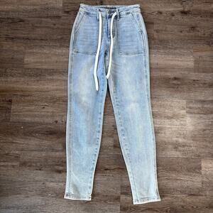 Judy Blue Womens Jogger Jeans Size 0/24 Light Wash Slim Fit